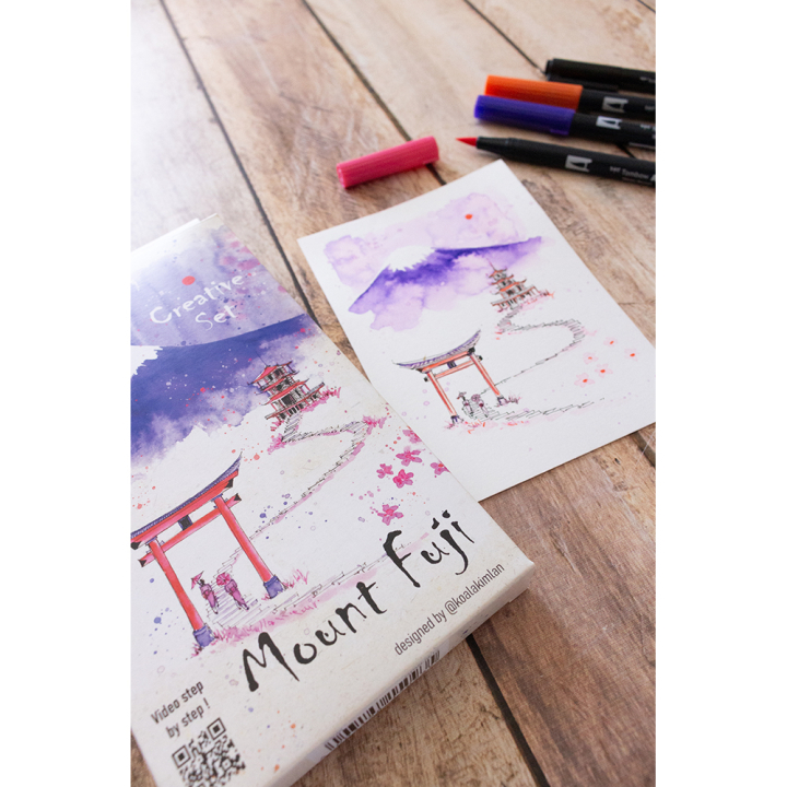 Set de dessin Japon Mont Fuji 4 pcs + feuilles A6 - Tombow - Rougier et Plé