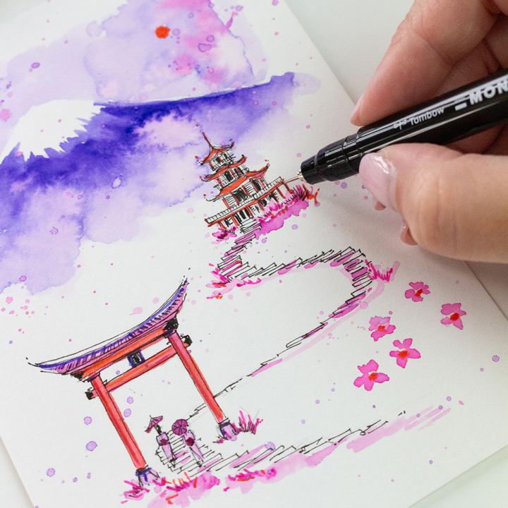 Set de dessin Japon Mont Fuji 4 pcs + feuilles A6 - Tombow - Rougier et Plé