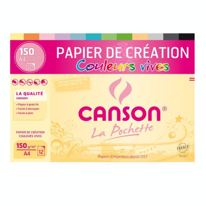 Pochette de papier Colorline couleurs vives A4 150 g/m² - Canson - Rougier et Plé