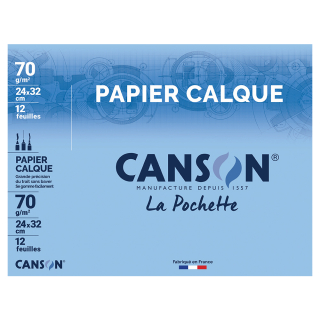Papier calque 70 g/m² 24 x 32 cm Pochette 12 feuilles - Canson - Rougier et Plé
