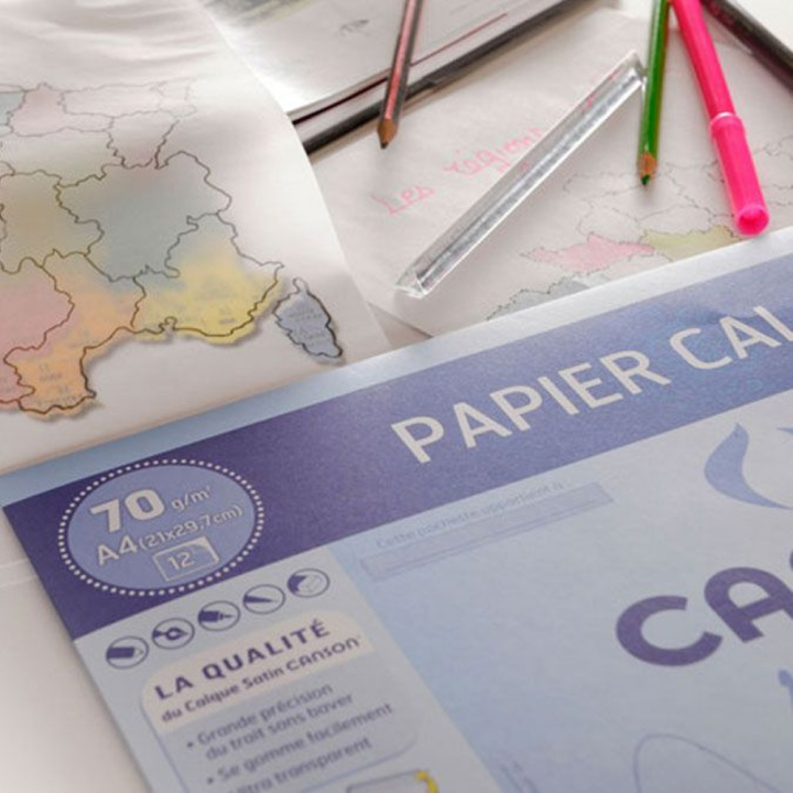 Papier calque 70 g/m² 24 x 32 cm Pochette 12 feuilles - Canson - Rougier et Plé