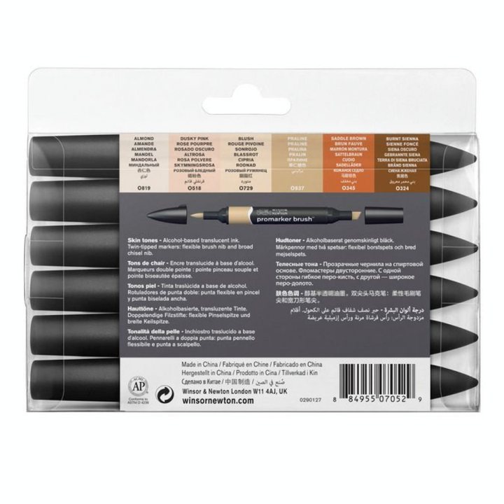 Marqueur Brushmarker 6 teintes Peau - Winsor & Newton - Rougier et Plé