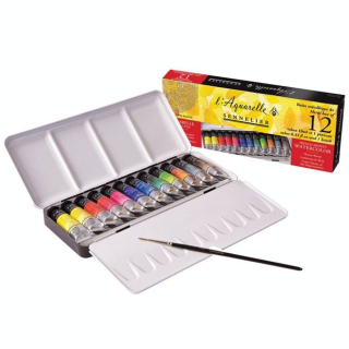 Boite en métal 12 tubes d'aquarelle extra-fine 10 ml - Sennelier - Rougier et Plé