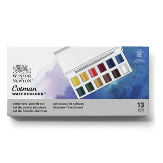 Aquarelle Cotman boite de 12 1/2 godets - Winsor & Newton - Rougier et Plé