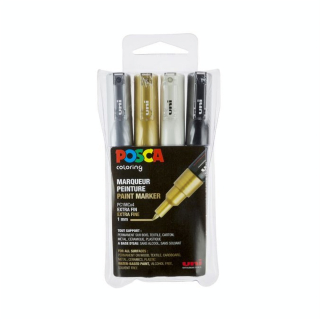 Marqueur PC-1MC pointe extra-fine - 4 couleurs ASS09 - Posca - Rougier et Plé