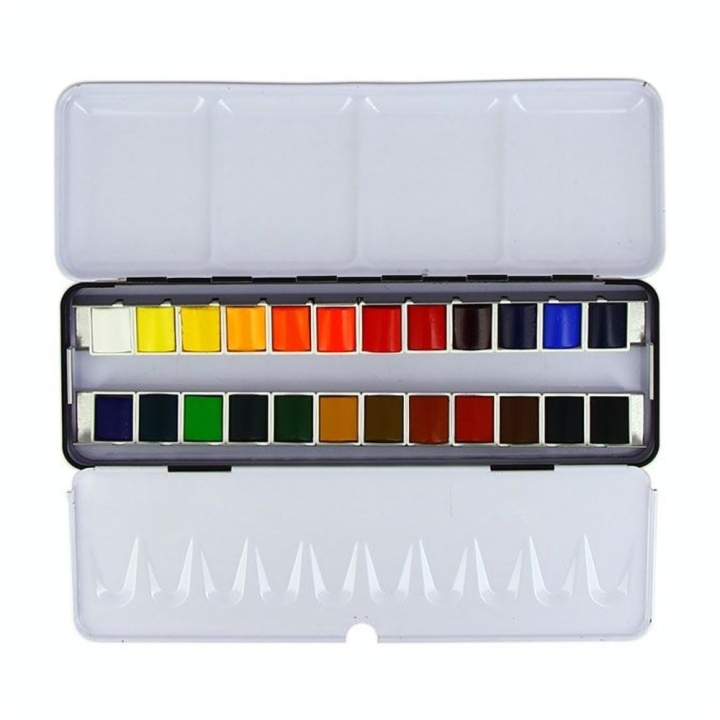 Aquarelle super-fine Boîte métal 24 demi-godets - Rougier&Plé - Rougier et Plé