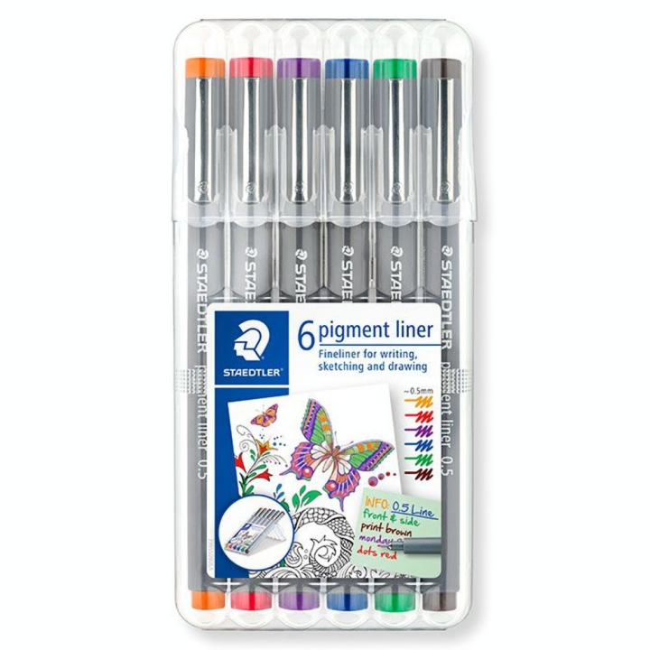 Feutre technique à pointe calibrée Pigment Liner 0,5 mm x 6 Couleurs - Staedtler - Rougier et Plé