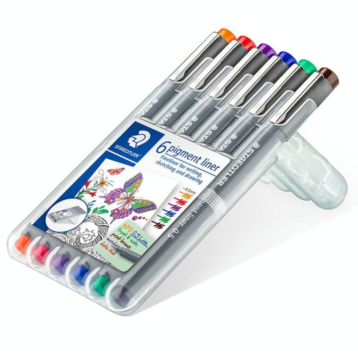 Feutre technique à pointe calibrée Pigment Liner 0,5 mm x 6 Couleurs - Staedtler - Rougier et Plé