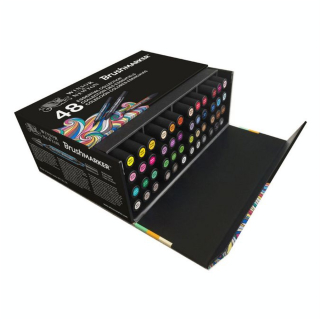 Feutre pinceau à alcool BrushMarker Coffret 48 couleurs Les essentiels - Winsor & Newton - Rougier et Plé