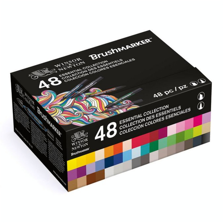 Feutre pinceau à alcool BrushMarker Coffret 48 couleurs Les essentiels - Winsor & Newton - Rougier et Plé