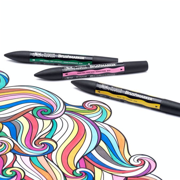 Feutre pinceau à alcool BrushMarker Coffret 48 couleurs Les essentiels - Winsor & Newton - Rougier et Plé