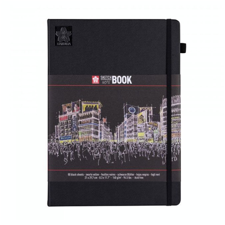 Carnet de dessin Sketch Note Book papier Noir 140 g/m² 80 F - Sakura - Rougier et Plé