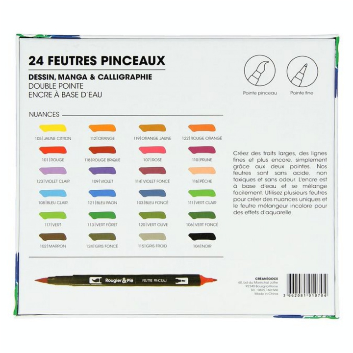 Feutre Pinceau double pointe Set 24 couleurs - Rougier&Plé - Rougier et Plé