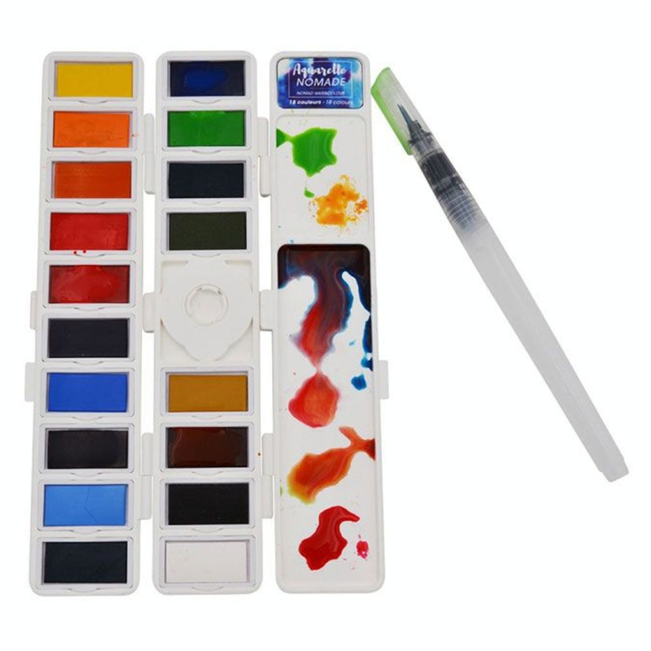 Aquarelle Set Nomade 18 godets + pinceau à réservoir - Art & Go - Rougier et Plé