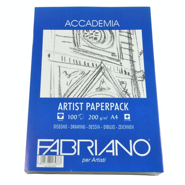 Papier dessin 200 g/m² ACCADEMIA 100 feuilles A4 21 x 29,7 cm - Fabriano - Rougier et Plé