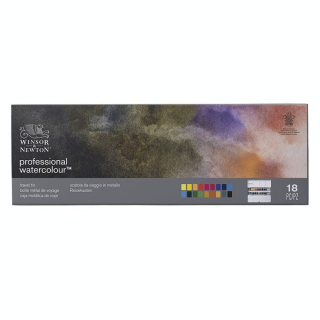 Aquarelle extra-fine Boîte métal de voyage 18 demi-godets - Winsor & Newton - Rougier et Plé