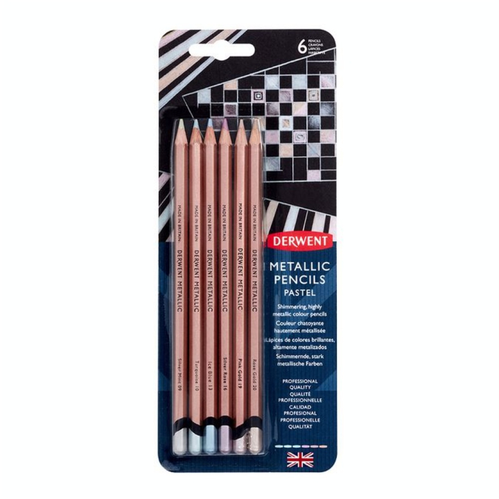 Crayon de couleur Metallic Couleurs pastel 6 pcs - Derwent - Rougier et Plé