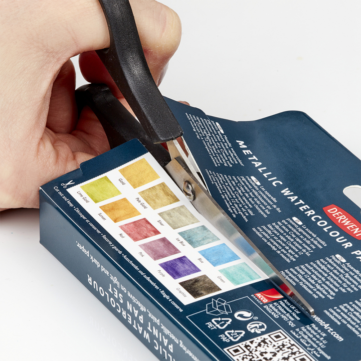 Couleurs aquarellables Metallic 12 demi-godets - Derwent - Rougier et Plé