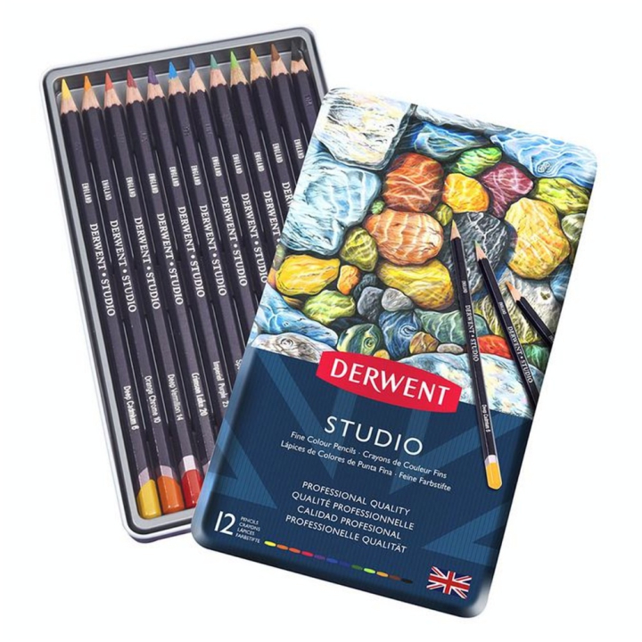 Crayon de couleur Studio Boîte métal 12 pcs - Derwent - Rougier et Plé
