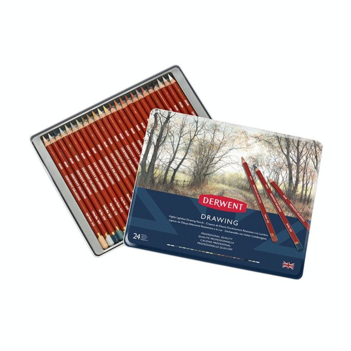 Crayon de couleur Drawing Boîte métal 24 pcs - Derwent - Rougier et Plé