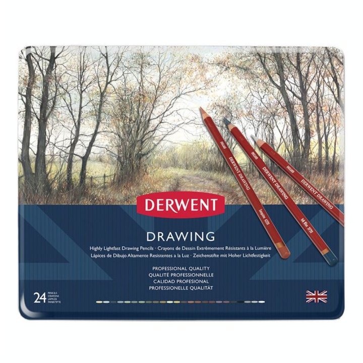 Crayon de couleur Drawing Boîte métal 24 pcs - Derwent - Rougier et Plé