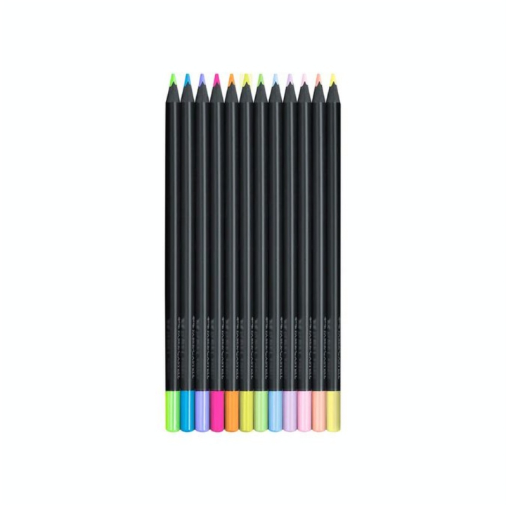 Crayons de couleurs Black edition Néon + Pastel 12 pcs - Faber-Castell - Rougier et Plé