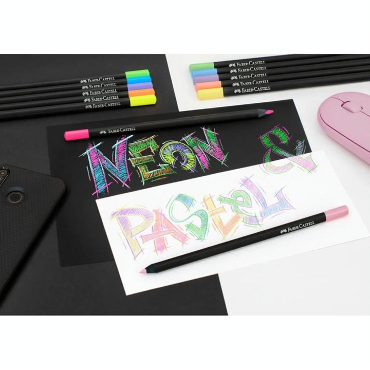 Crayons de couleurs Black edition Néon + Pastel 12 pcs - Faber-Castell - Rougier et Plé