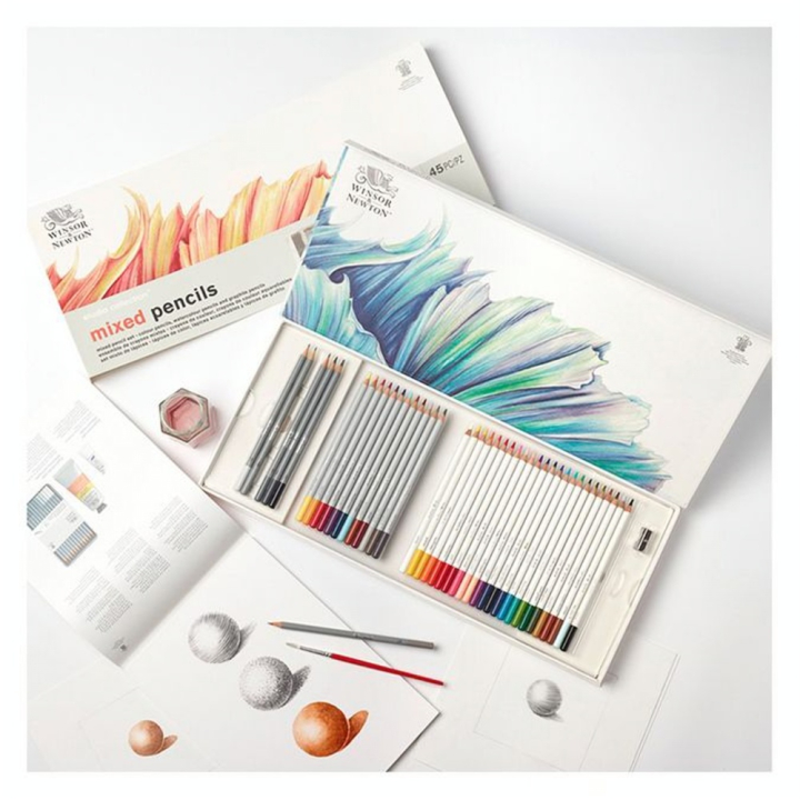 Crayon de couleur Studio Collection Coffret Techniques mixtes 45 pcs - Winsor & Newton - Rougier et Plé