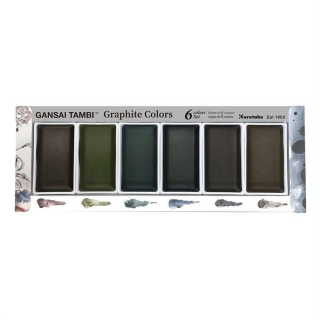 Aquarelle japonaise Gansai Tambi Set 6 godets Graphite - Kuretake - Rougier et Plé