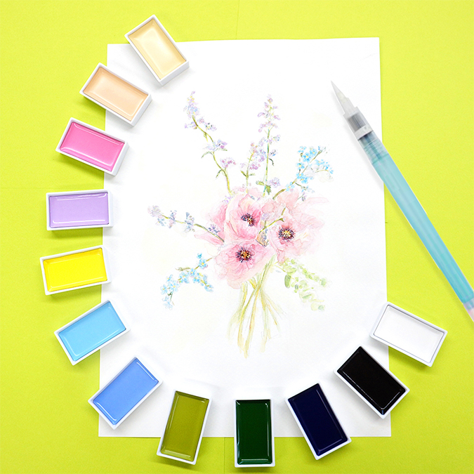 Aquarelle Japonaise Gansai Coffret 48 couleurs - Kuretake - Rougier et Plé
