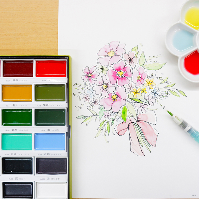 Aquarelle Japonaise Gansai Coffret 48 couleurs - Kuretake - Rougier et Plé