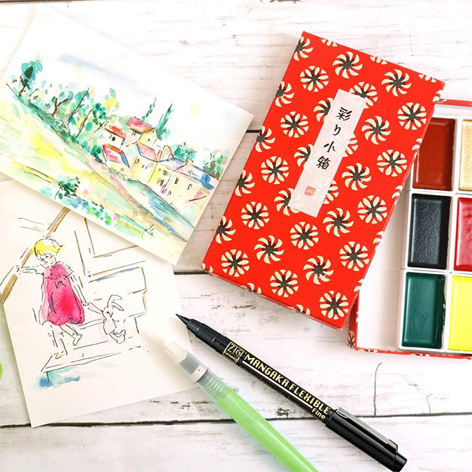 Aquarelle Japonaise Gansai Coffret Irodori Kobako - Kuretake - Rougier et Plé