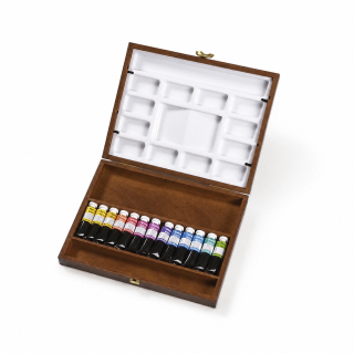 Aquarelle Extra-Fine 13 x 15 ml + 2 Palettes Coffret Acajou Classique - BLOCKX - Rougier et Plé