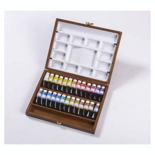 Aquarelle Extra-Fine 26 x 15 ml + 2 Palettes Coffret Acajou Classique - BLOCKX - Rougier et Plé