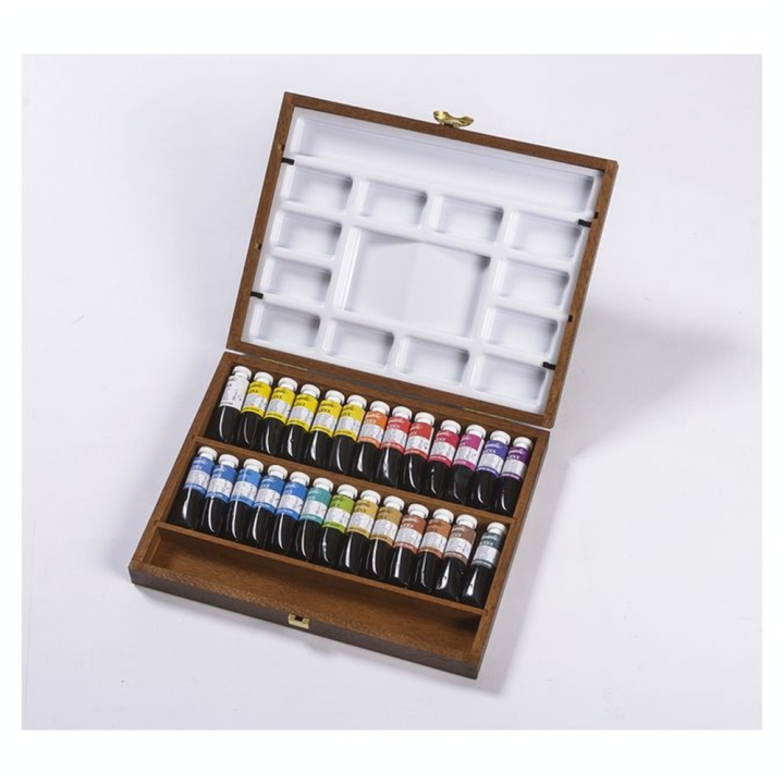 Aquarelle Extra-Fine 26 x 15 ml + 2 Palettes Coffret Acajou Classique - BLOCKX - Rougier et Plé