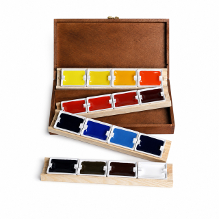 Aquarelle Extra-Fine + 4 Supports Coffret Acajou 16 godets géants - BLOCKX - Rougier et Plé