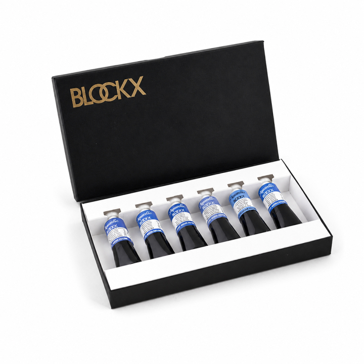 Aquarelle Extra-Fine Coffret 6 Tubes 15 ml Bleu - BLOCKX - Rougier et Plé