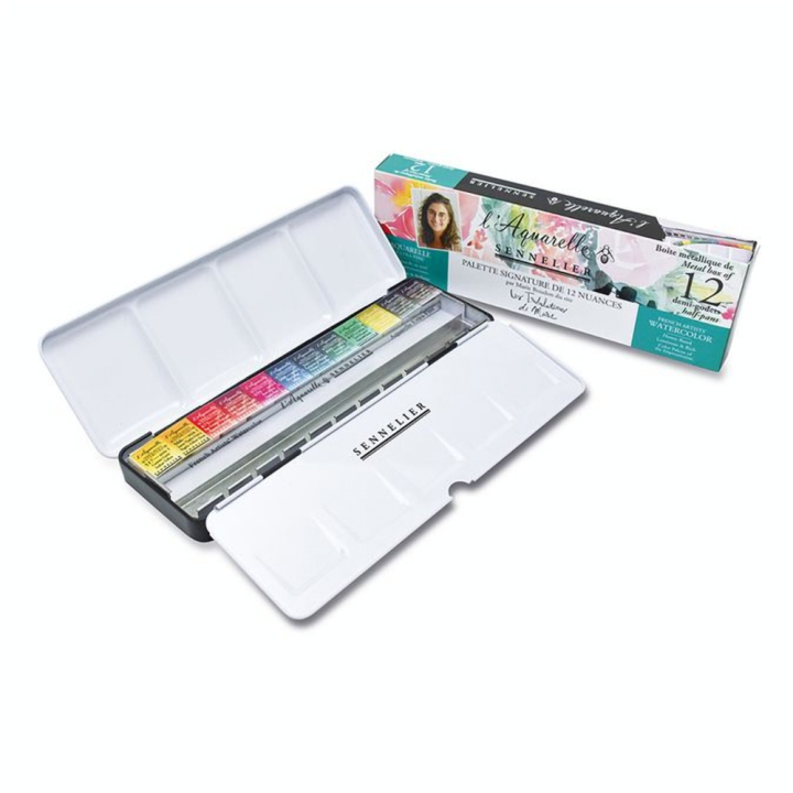 Palette Signature Aquarelle Extra-Fine 12 demi-godets Sélection Marie Boudon - Sennelier - Rougier et Plé