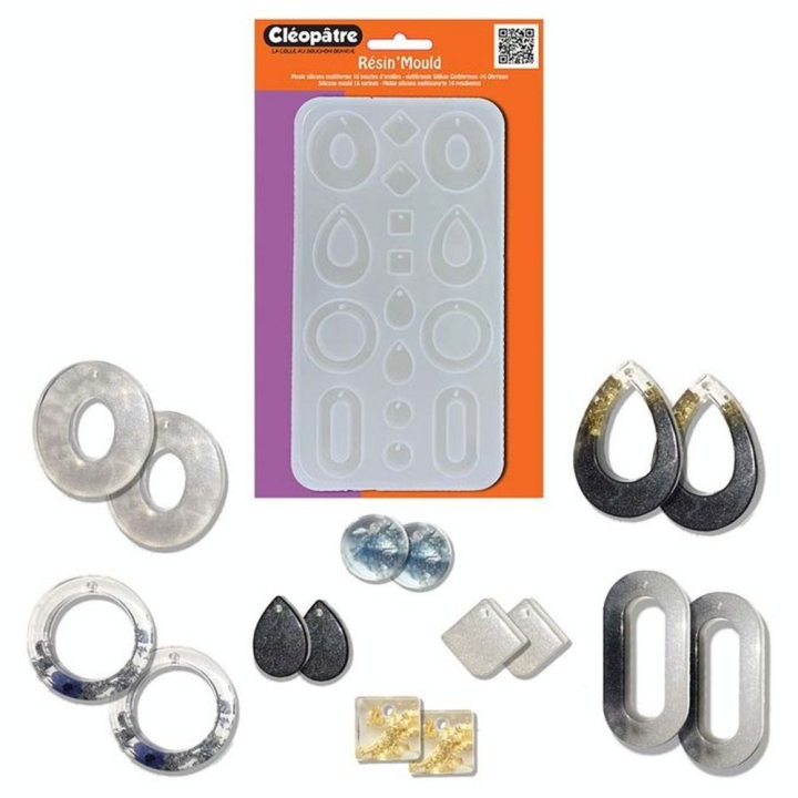 Moule silicone Résin'Mould 16 Boucles d'oreilles - Cléopatre - Rougier et Plé
