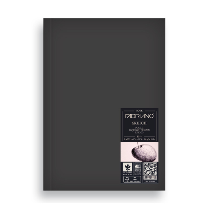 Carnet de croquis cousu 110 g/m² Grain naturel Portrait - Fabriano - Rougier et Plé