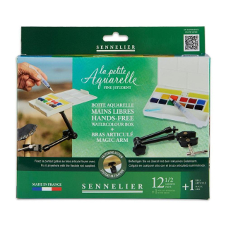 Aquarelle fine Boîte mains libres 12 ½ godets + 1 Bras articulé - Sennelier - Rougier et Plé
