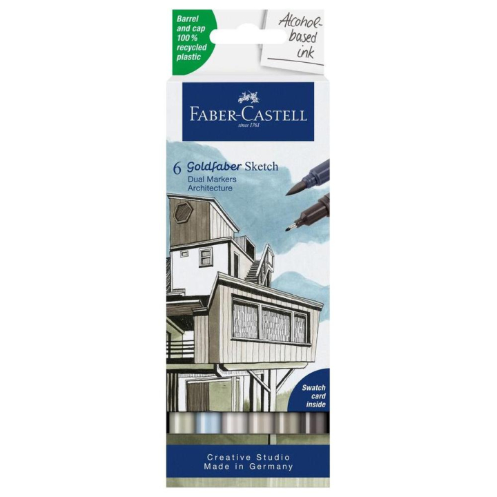 Marqueurs Goldfaber Sketch Double Pointe Architecture Boîte de 6 - Faber-Castell - Rougier et Plé