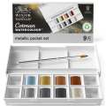 Aquarelle fine 8 demi-godets Set de poche Couleurs métalliques - Cotman - Rougier et Plé