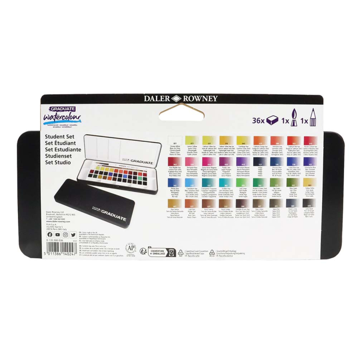 Coffret aquarelle 36 demi-godets Graduate - Daler-Rowney - Rougier et Plé
