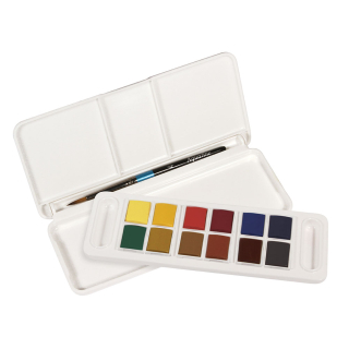 Aquarelle fine Boîte de voyage Aquafine 12 demi godets - Daler Rowney - Rougier et Plé