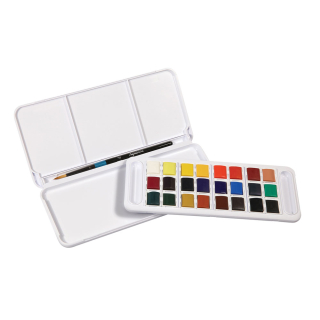 Aquarelle fine Boîte de voyage Aquafine 24 demi godets - Daler Rowney - Rougier et Plé