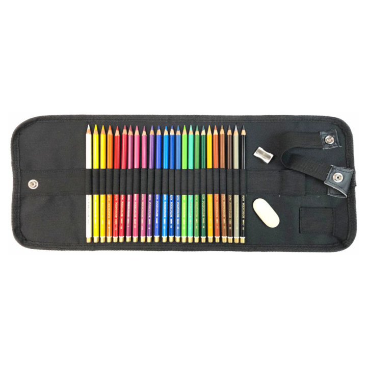 Crayons de couleur Polycolor 24 pcs trousse + gomme + taille crayon - KOH I NOOR - Rougier et Plé
