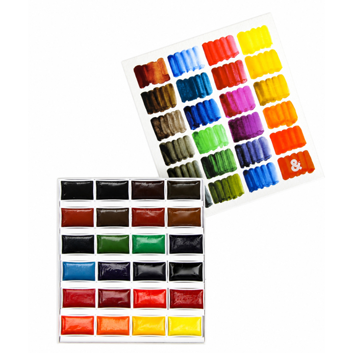 Aquarelle opaque style Gansai Set 24 godets - Rougier&Plé - Rougier et Plé