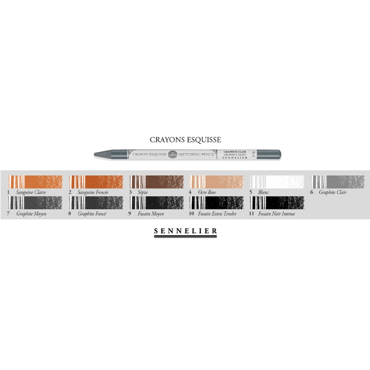 Set de dessin 12 crayons esquisse + 12 emplacements vides - Sennelier - Rougier et Plé