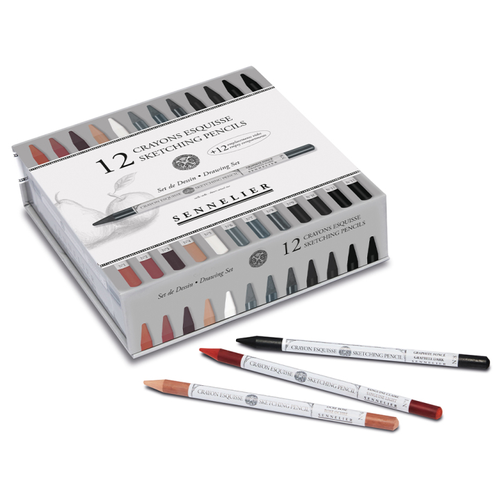 Set de dessin 12 crayons esquisse + 12 emplacements vides - Sennelier - Rougier et Plé
